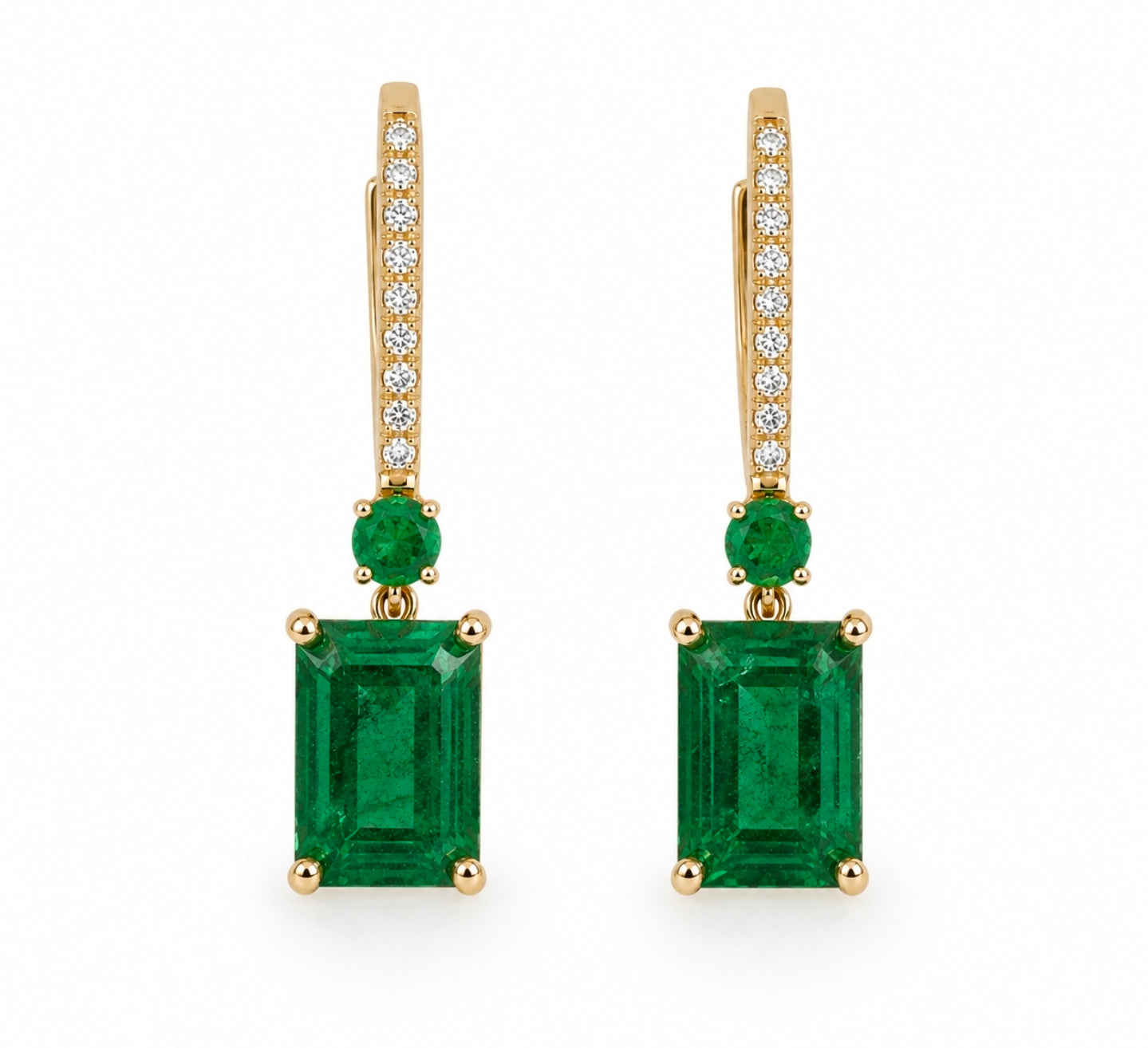 Emerald-Cut Emerald & Diamond Drops — Ministry of Gems