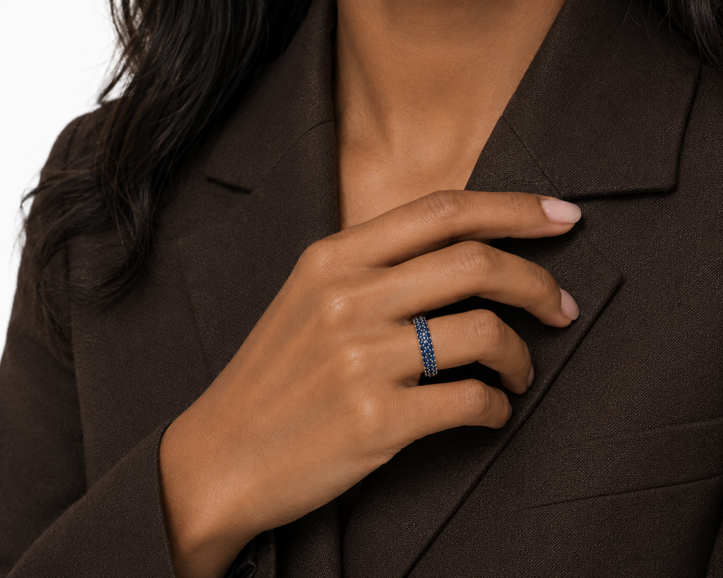 Blue Horizon — Sapphire Pavé Dome Ring — Ministry of Gems