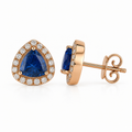 Trillion Blue Sapphire & Diamond Studs