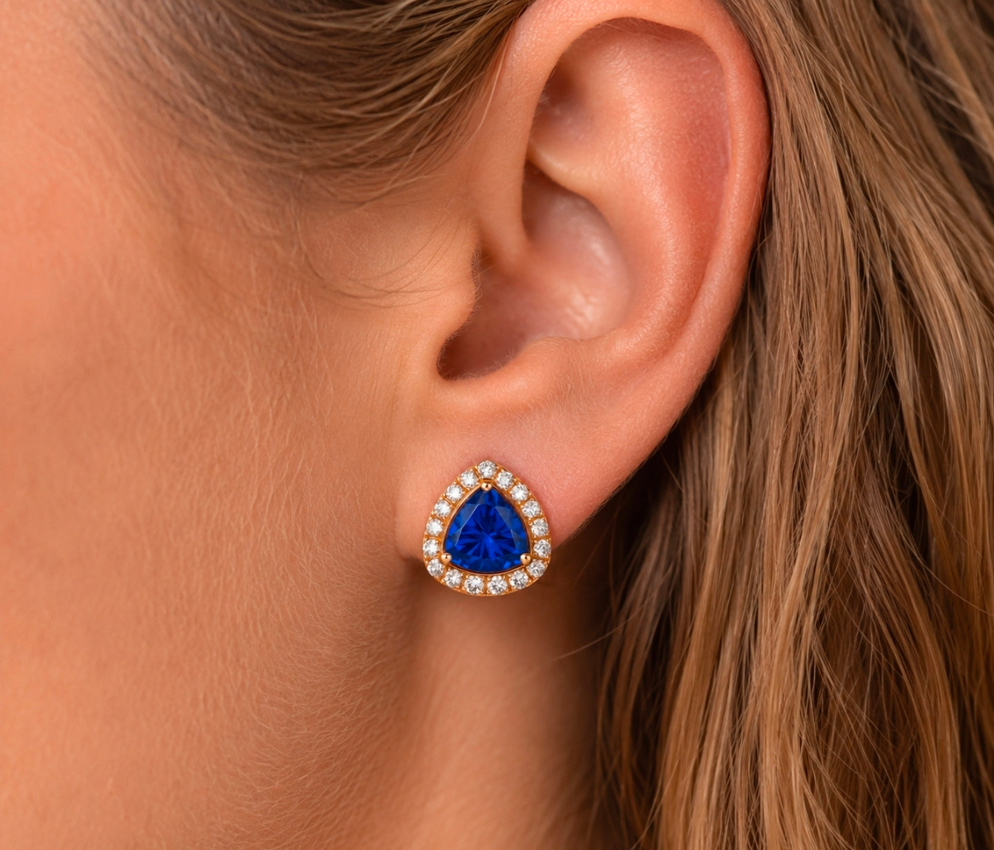 Vivienne — Trillion Sapphire & Diamond Studs — Ministry of Gems