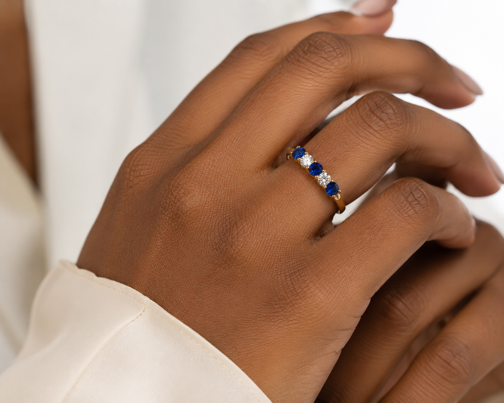 Camille Blue Sapphire Diamond Ring — Ministry of Gems