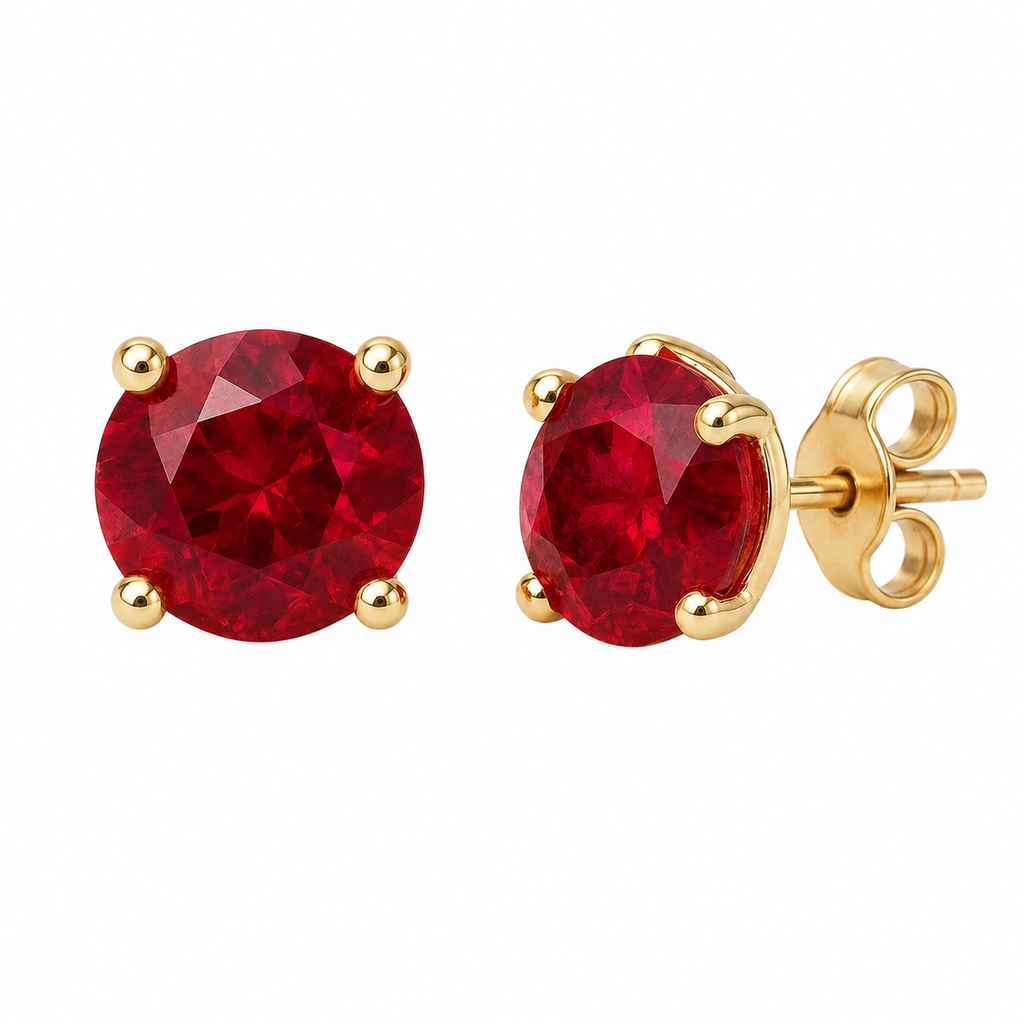 Round Ruby Solitaire Studs — Ministry of Gems