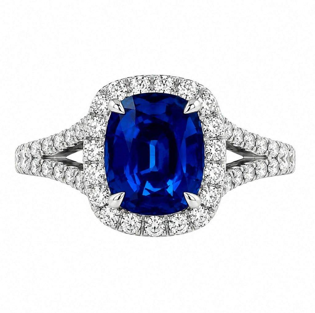 Halo Sapphire Engagement Ring — Ministry of Gems exclusive design