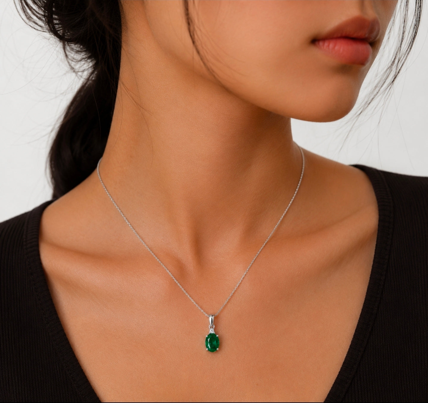 Oval Emerald Solitaire Pendant — Ministry of Gems
