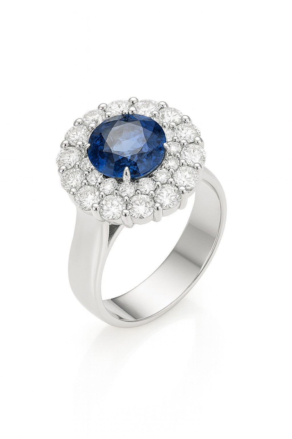 Blue Sapphire Cluster Halo Ring — Ministry of Gems