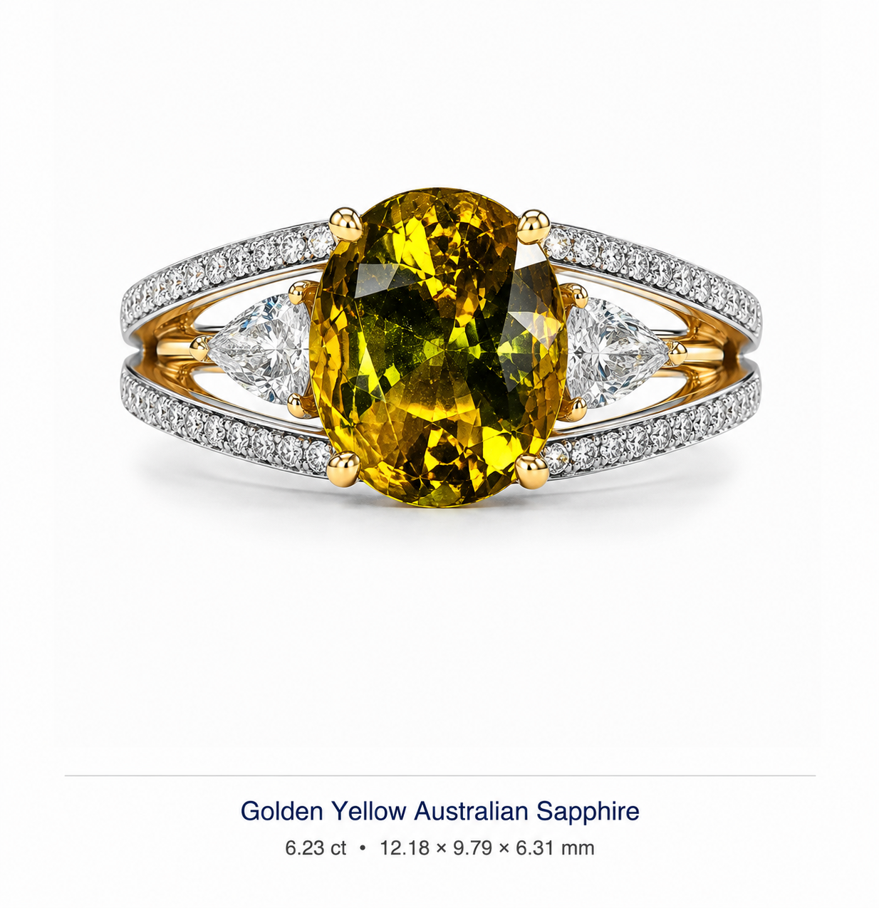 Golden Yellow Australian Sapphire 6.23ct Cushion