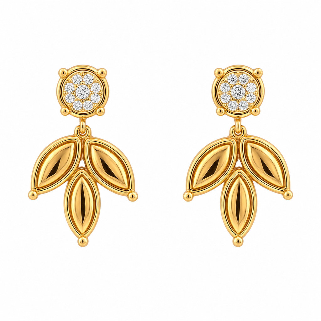 Verdiva — Gold Leaf Drop Earrings — Ministry of Gems