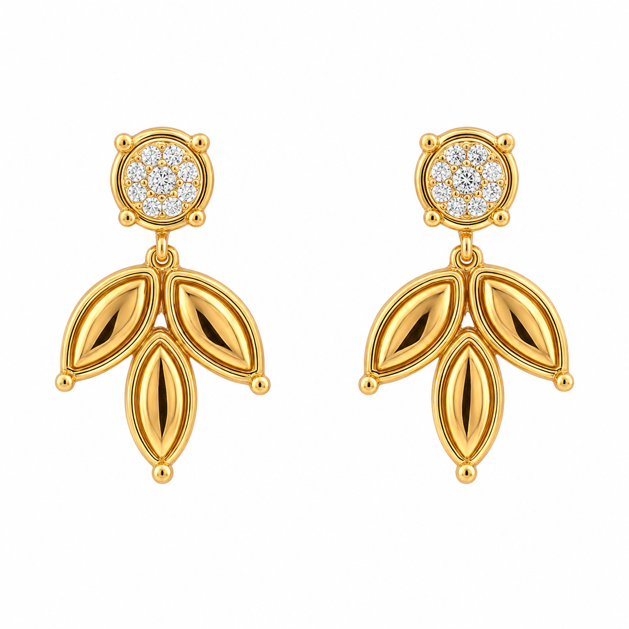 Verdiva — Gold Leaf Drop Earrings — Ministry of Gems