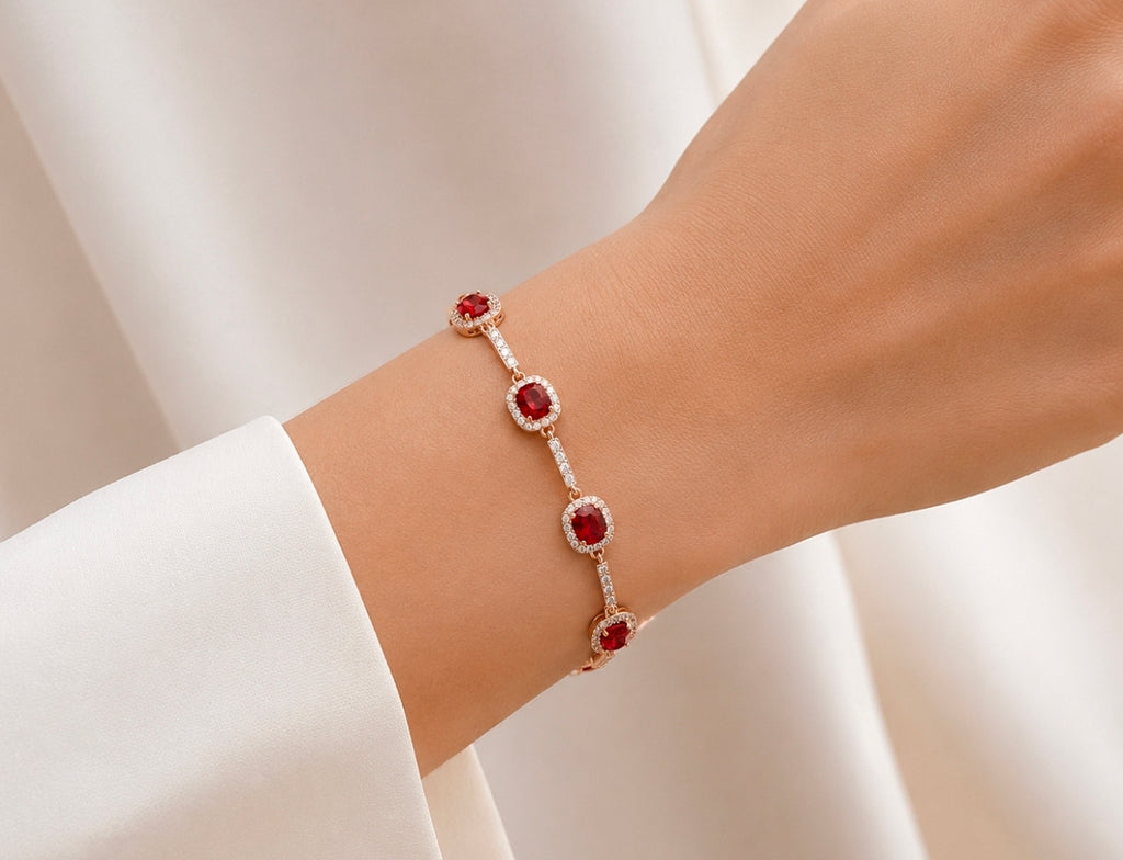 Scarlet — Ruby & Diamond Line Bracelet — Ministry of Gems