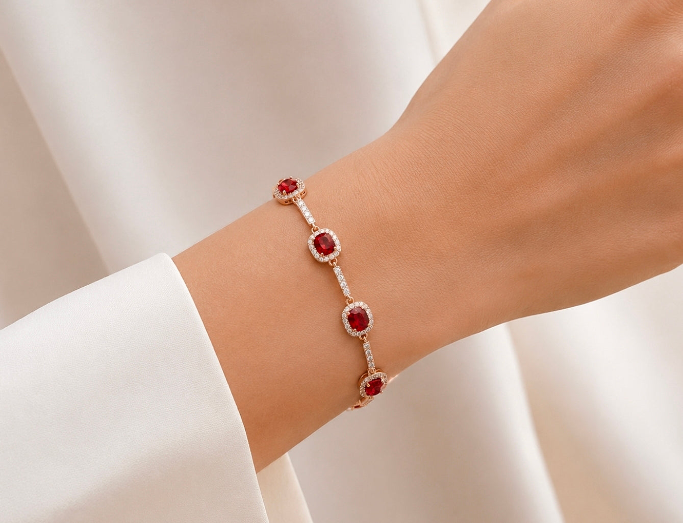 Scarlet — Ruby & Diamond Line Bracelet — Ministry of Gems