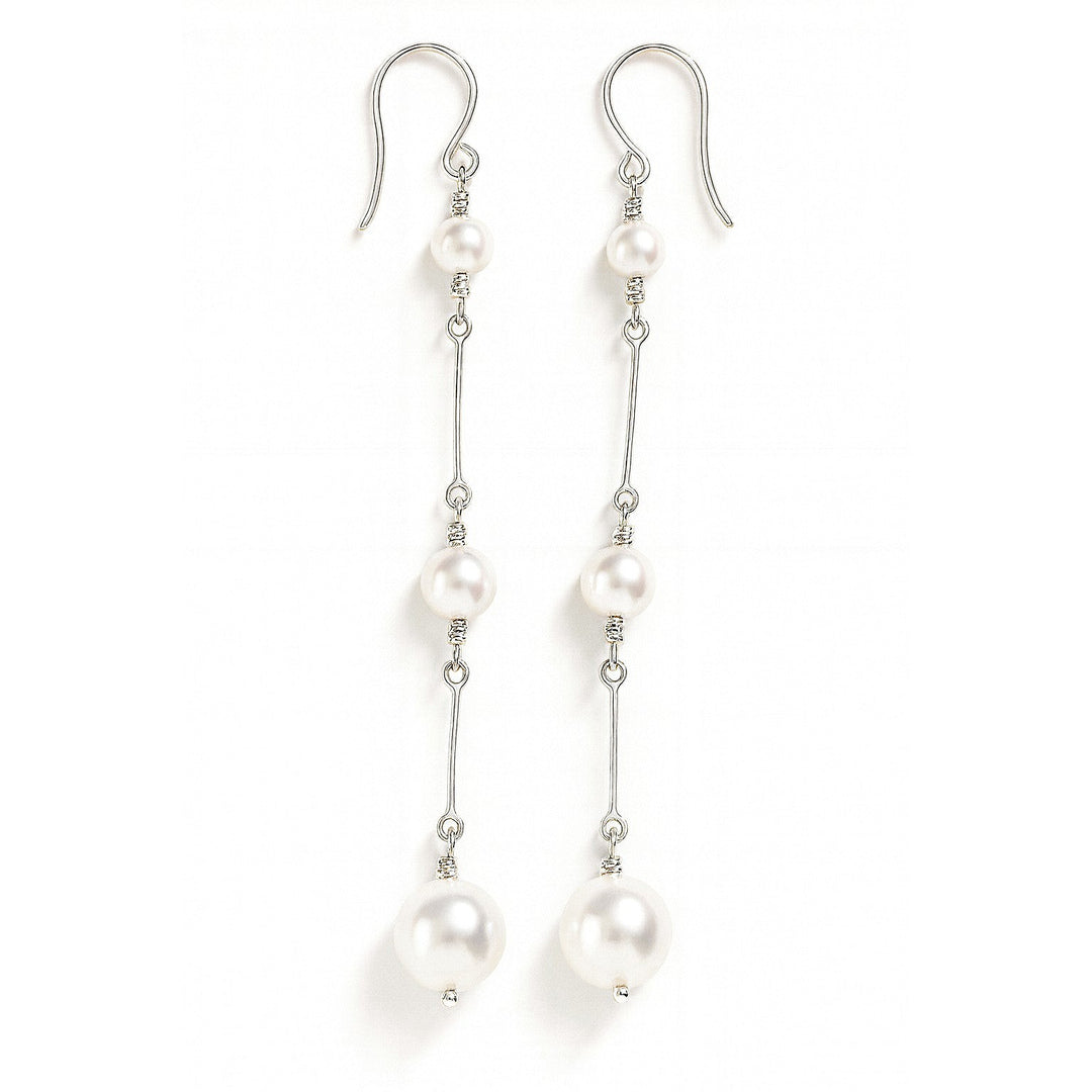 Double Pearl Chain Drop Earrings