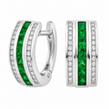 Emerald & Diamond Channel Huggies — Ministry of Gems
