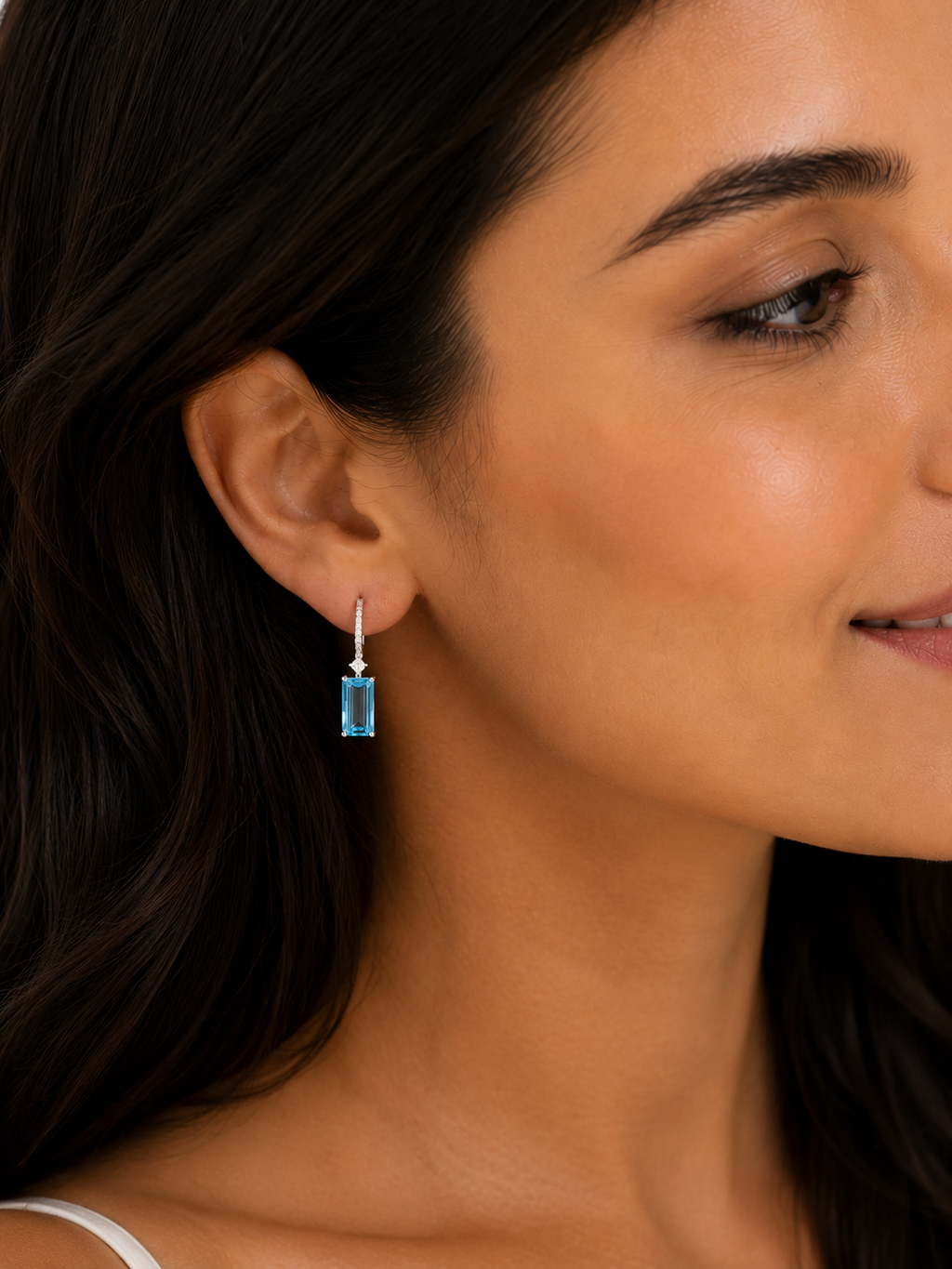 Azure — Swiss Blue Topaz Baguette Drops — Ministry of Gems