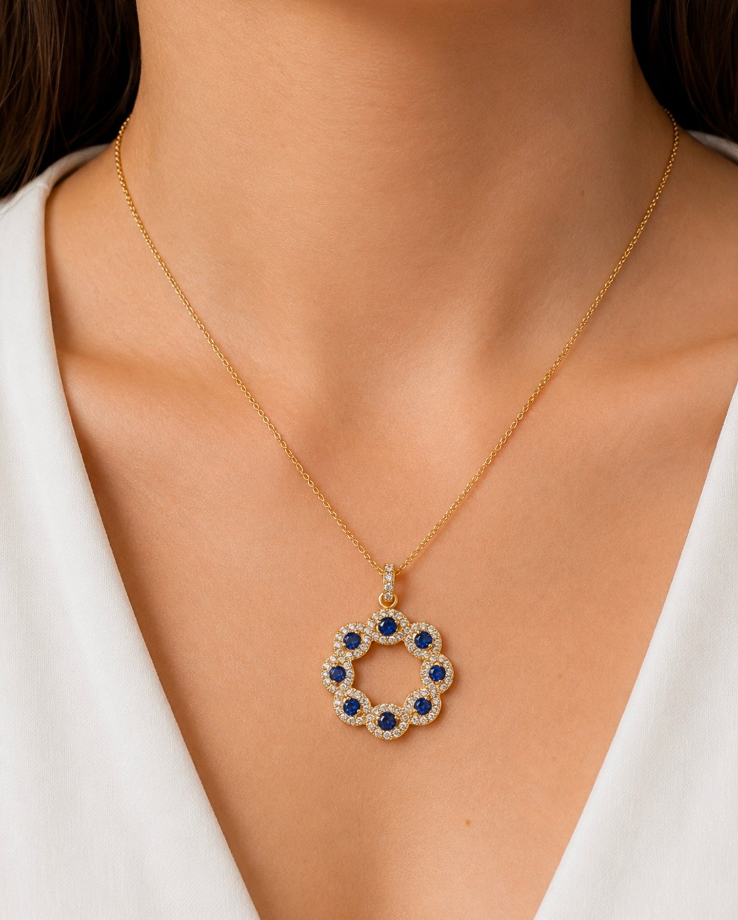 Sapphire Allure — Sapphire & Diamond Wreath Pendant — Ministry of Gems