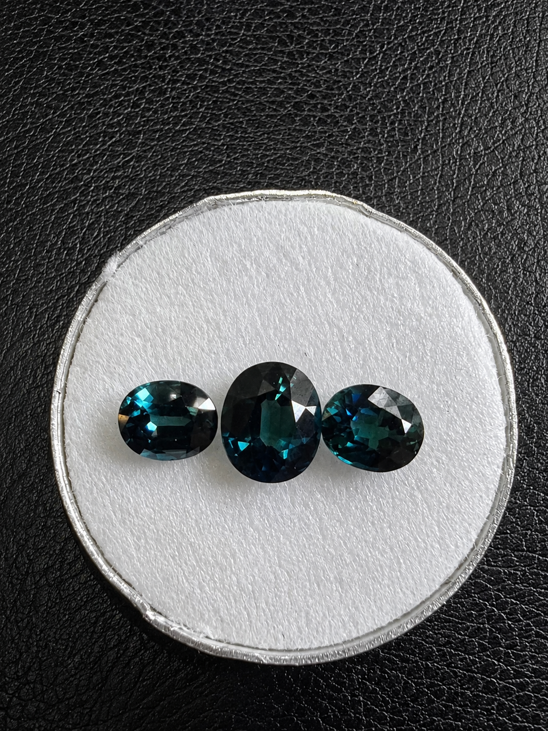 Matched Trio — Blue-Green African Sapphires 3.82ct Total
