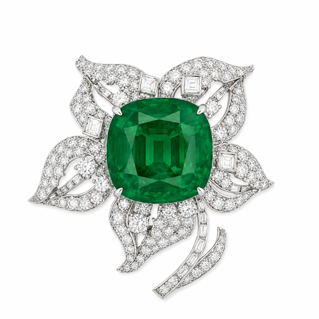 Green Flower Brooch — Ministry of Gems exclusive design