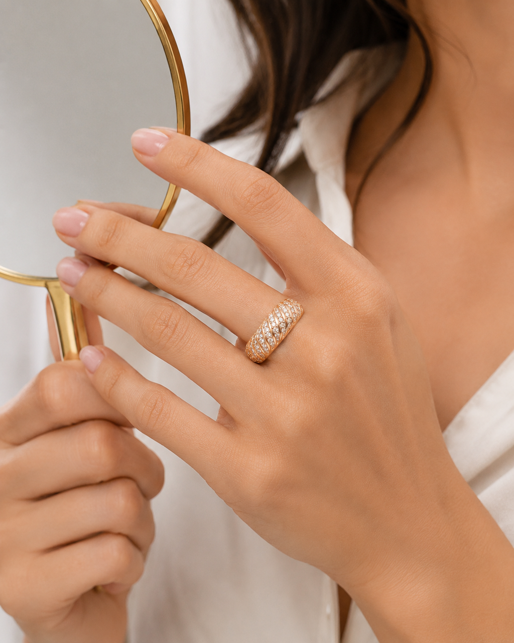 Croissant Pavé Dome Ring — Ministry of Gems