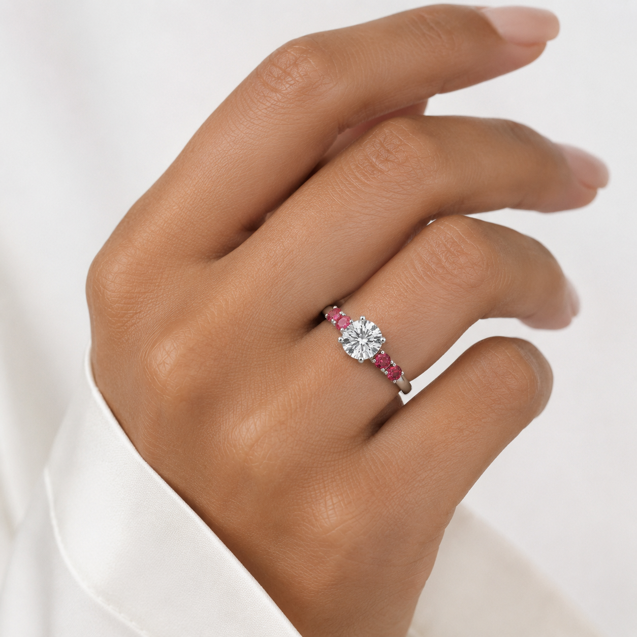 Classic Diamond Ring & Pink Sapphires — Ministry of Gems exclusive design