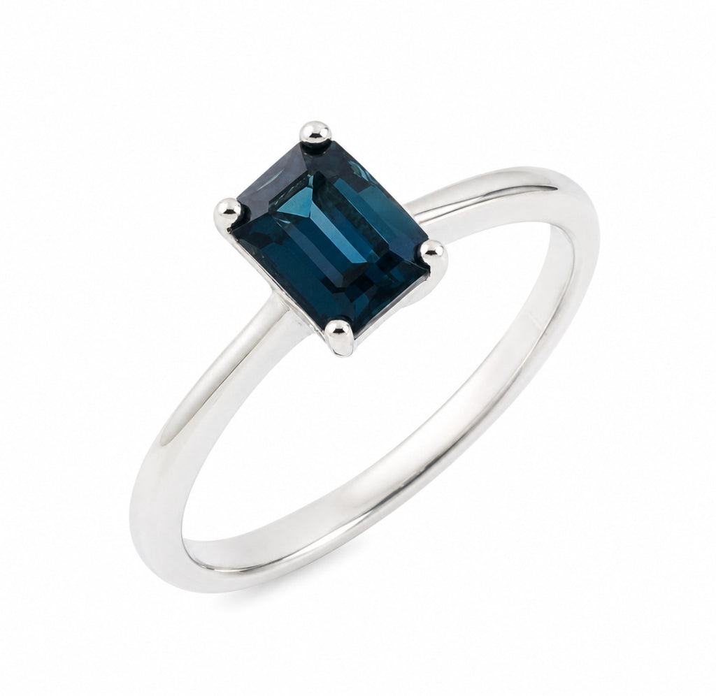 Teal Emerald-Cut Minimal Ring — Ministry of Gems