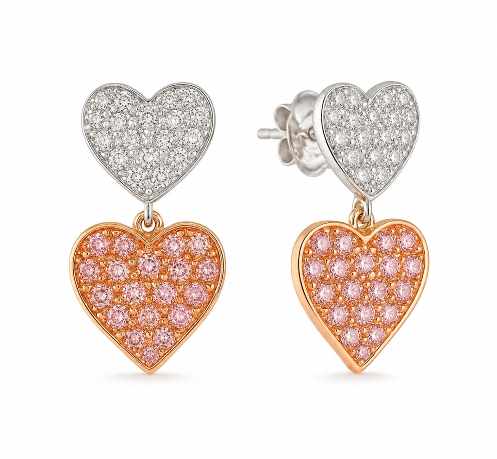Double Heart Earrings — Ministry of Gems exclusive design