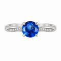 Round Blue Sapphire Diamond Twist Ring