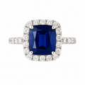 Cushion Blue Sapphire Diamond Halo Ring