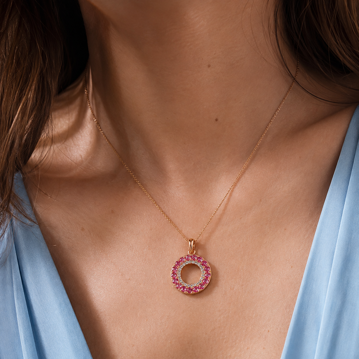 Ruby Pavé Circle Pendant — Ministry of Gems