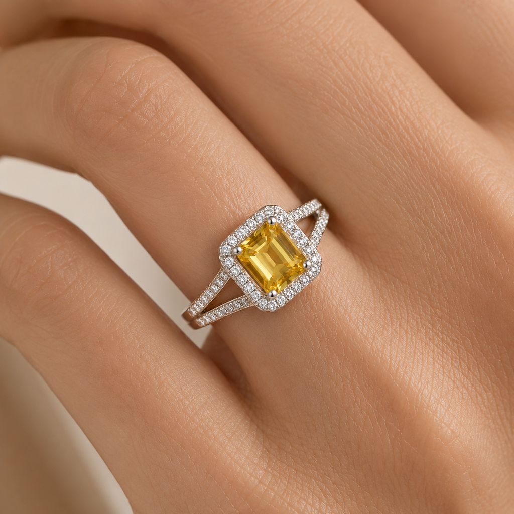 Yellow Sapphire Split-Shank Ring — Ministry of Gems