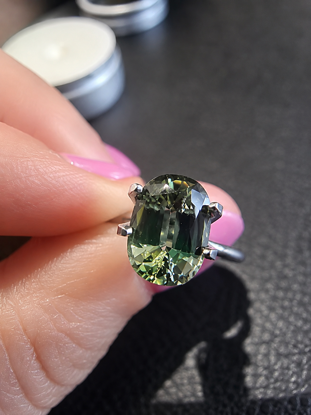 Green-Yellow Parti Australian Sapphire 2.19ct Cushion