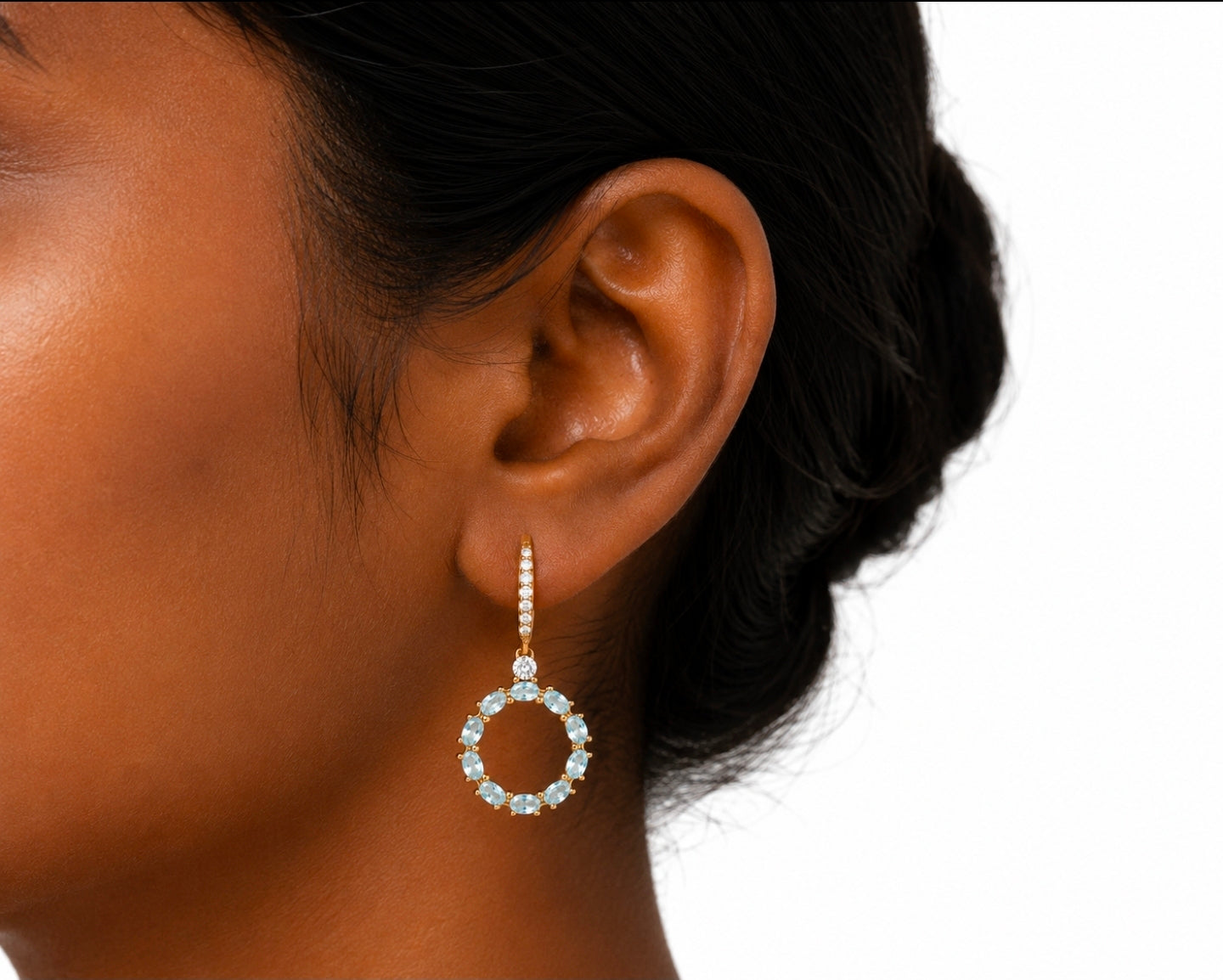Jardin — Aquamarine Circle Drop Earrings — Ministry of Gems