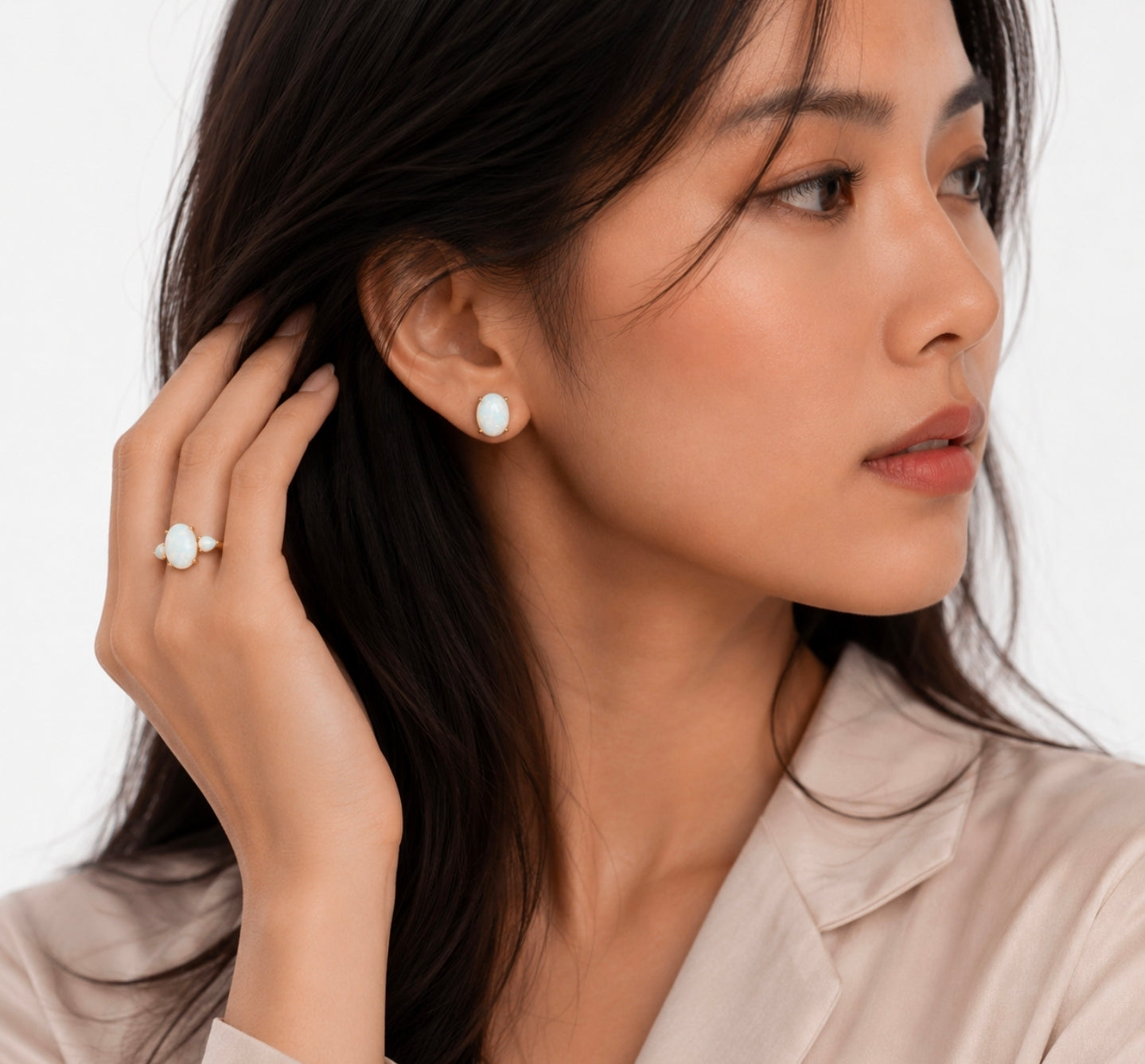 White Opal Classic Earrings — Ministry of Gems exclusive design