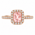 Cushion Morganite Diamond Halo Ring