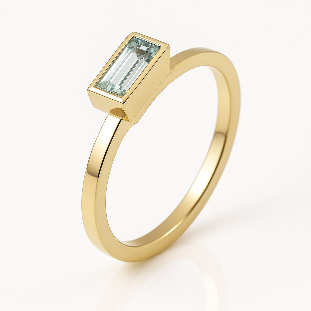 Aquamarine Baguette Bezel Ring — Ministry of Gems