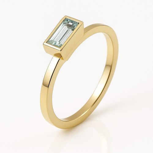 Aquamarine Baguette Bezel Ring — Ministry of Gems