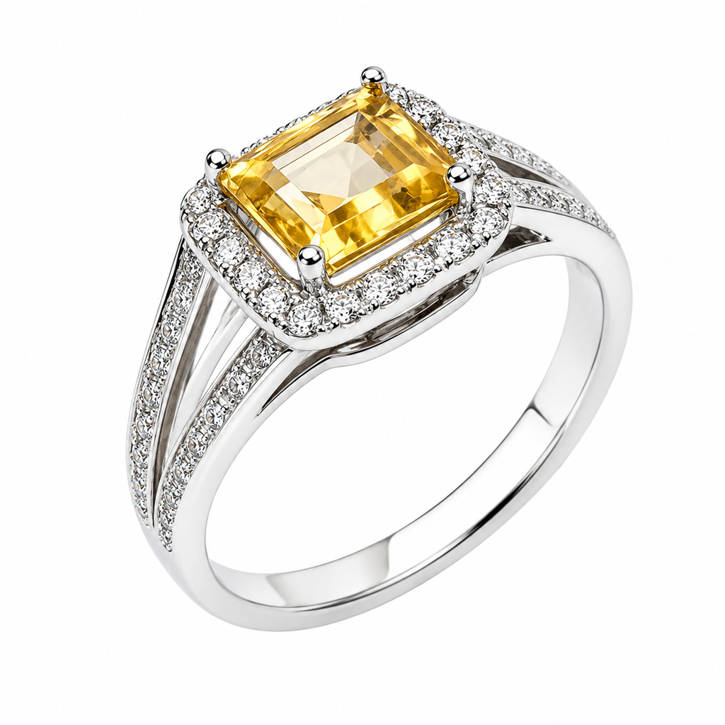 Yellow Sapphire Split-Shank Ring — Ministry of Gems