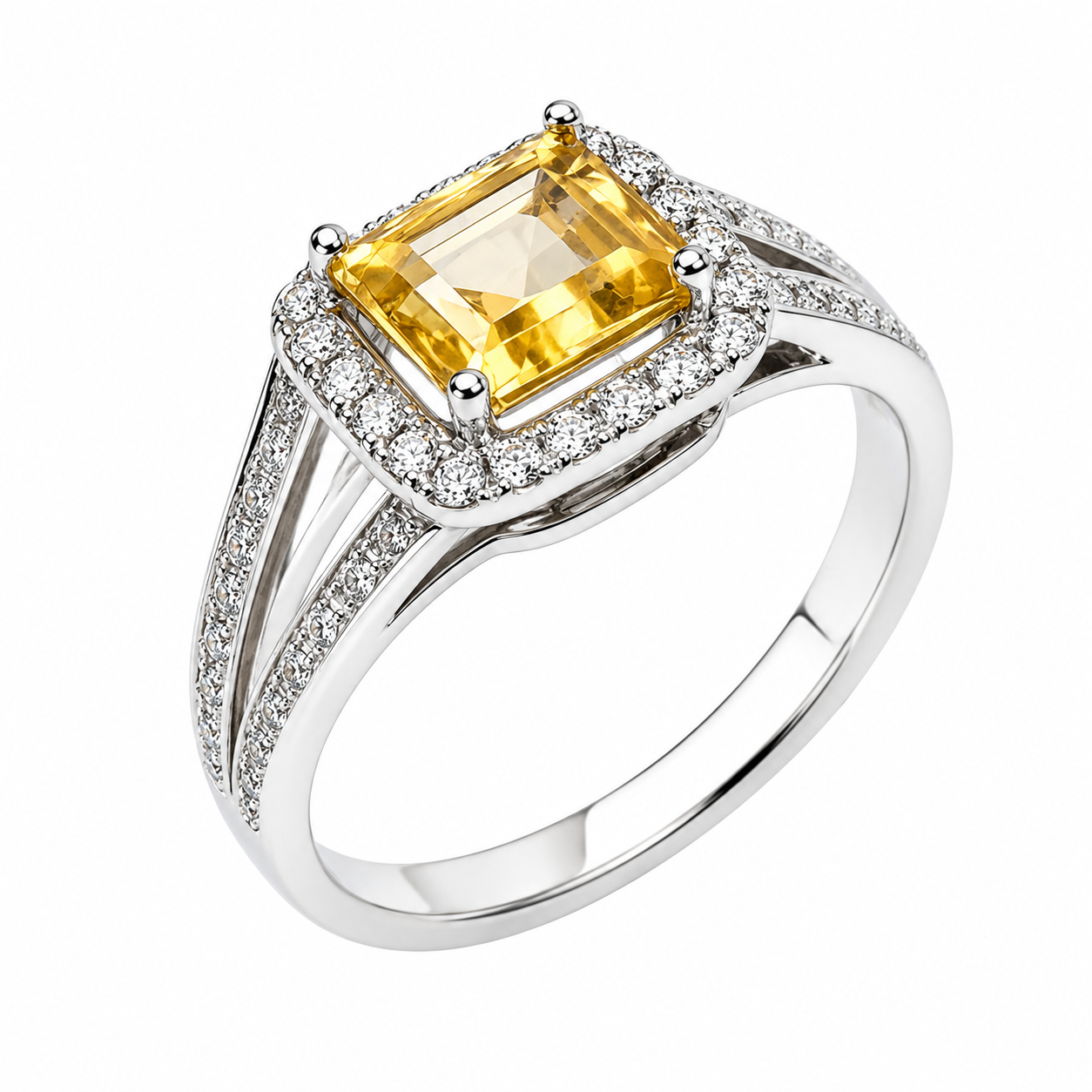 Yellow Sapphire Split-Shank Ring — Ministry of Gems