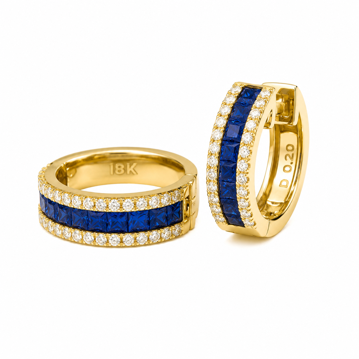Majesta — Sapphire & Diamond Huggie Hoops — Ministry of Gems