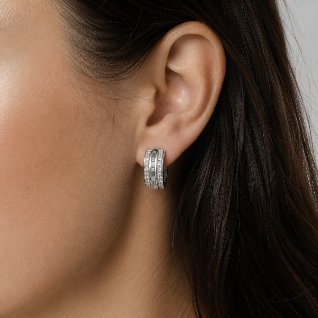 Two-Row Diamond Huggie Hoops — Ministry of Gems