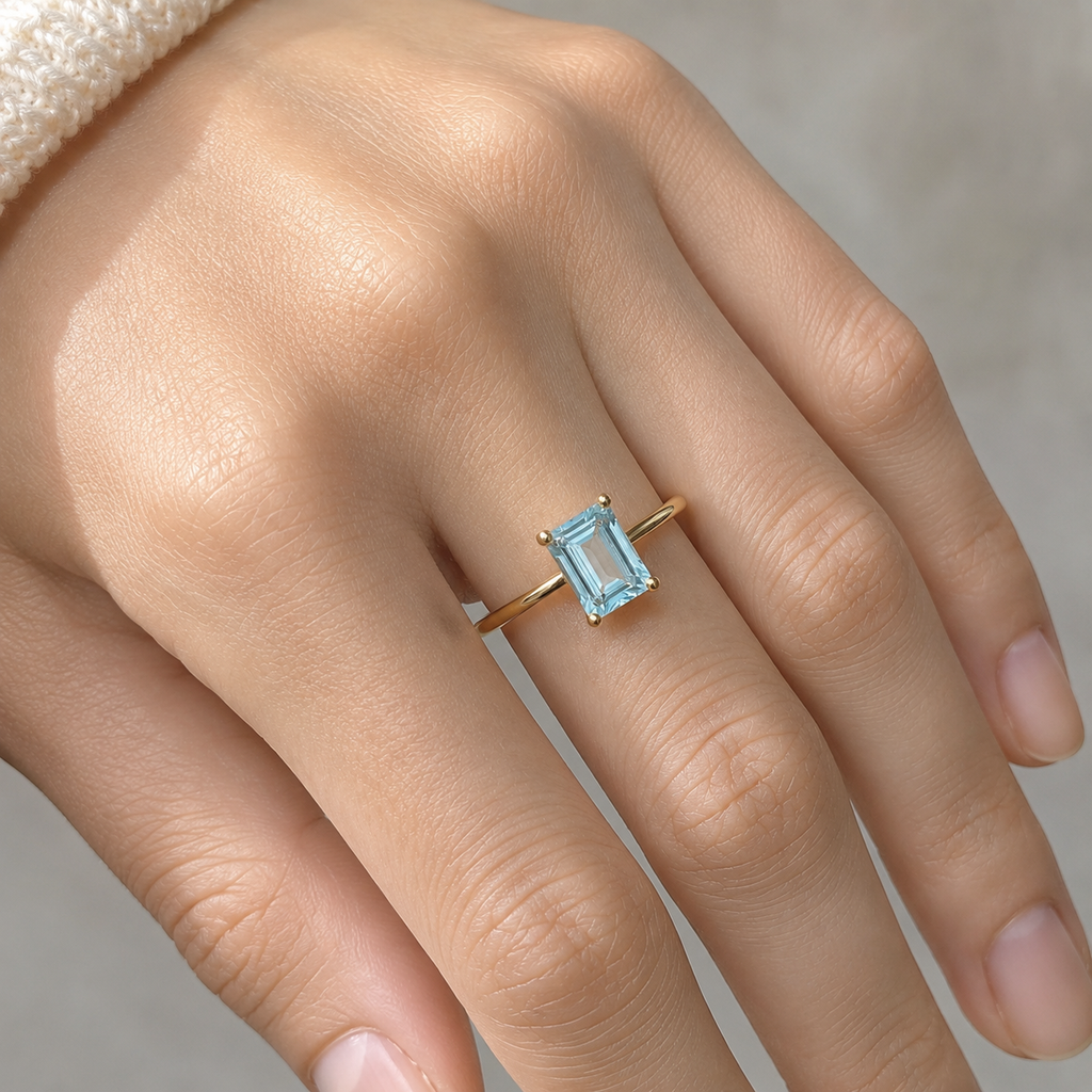 Aquamarine Princess Solitaire Ring — Ministry of Gems