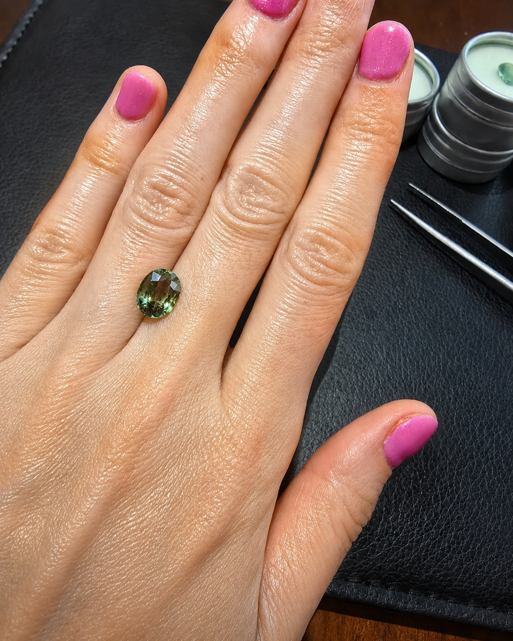 Green-Yellow Australian Sapphire 2.44ct Oval