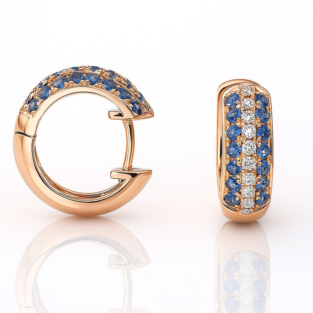 Oriana — Blue Sapphire Pavé Huggies — Ministry of Gems