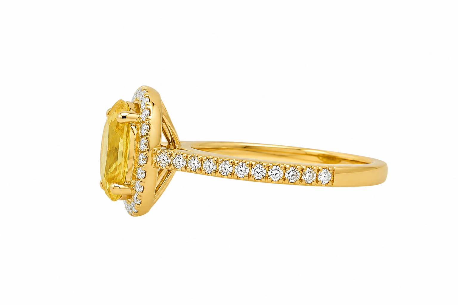 Yellow Sapphire Oval Halo Ring — Ministry of Gems
