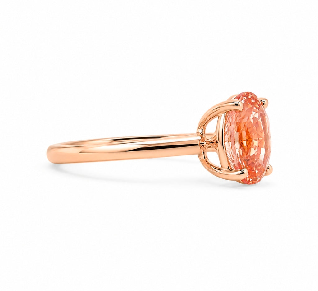 Oval Padparadscha Solitaire Engagement Ring 1 — Ministry of Gems exclusive design