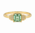 Princess Green Amethyst Deco Ring, Yellow Gold — Ministry of Gems