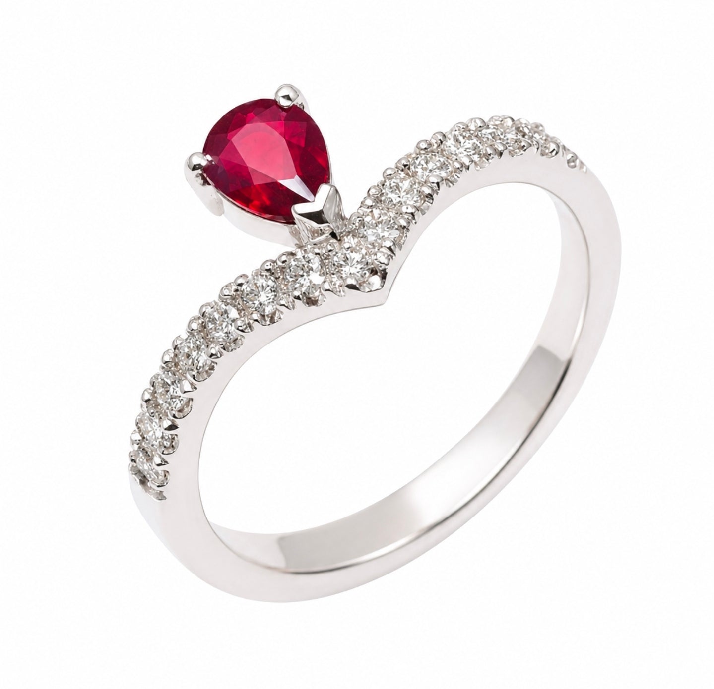 Ruby & Diamond Wishbone Ring — Ministry of Gems