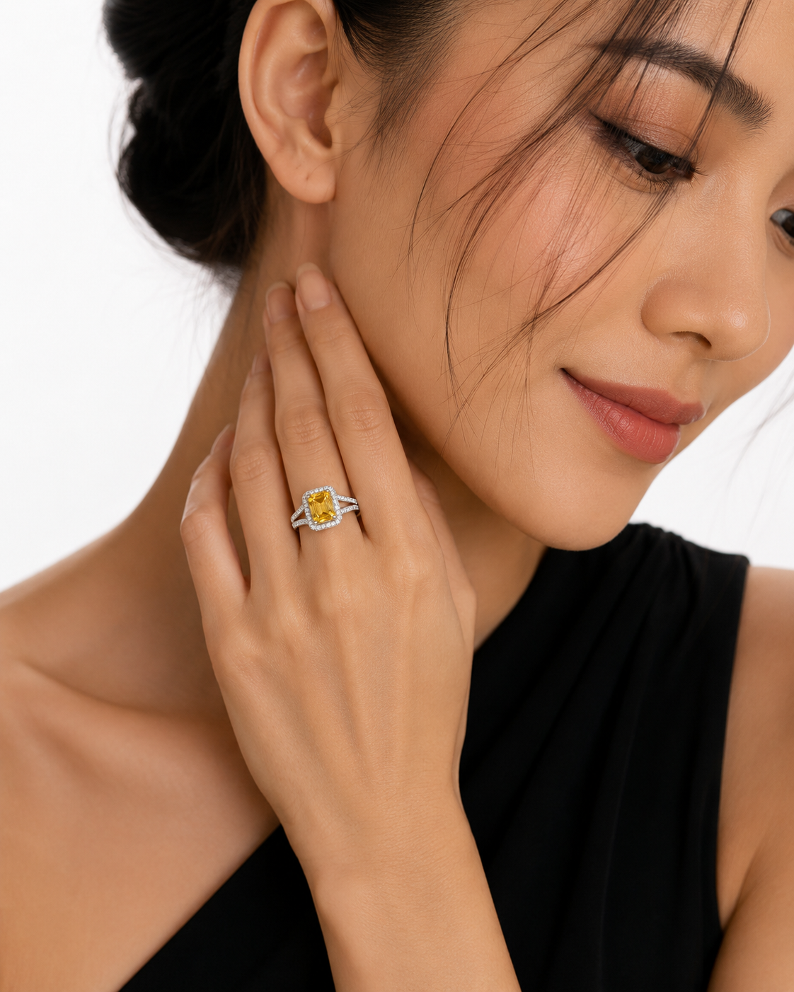 Yellow Sapphire Split-Shank Ring — Ministry of Gems