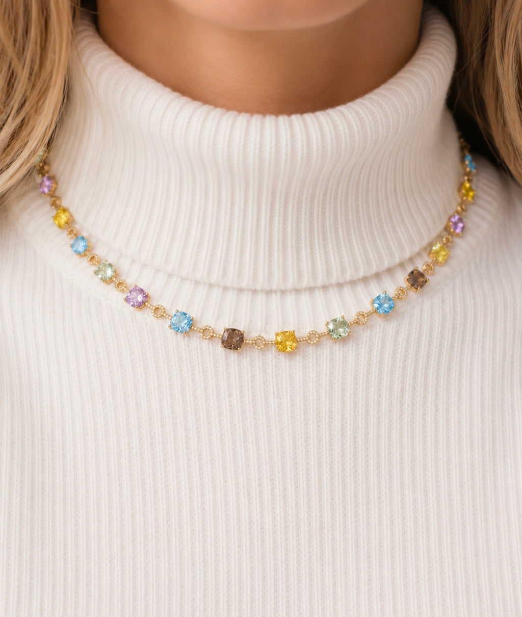 Joy — Multi-Gem Flower Chain Bracelet — Ministry of Gems