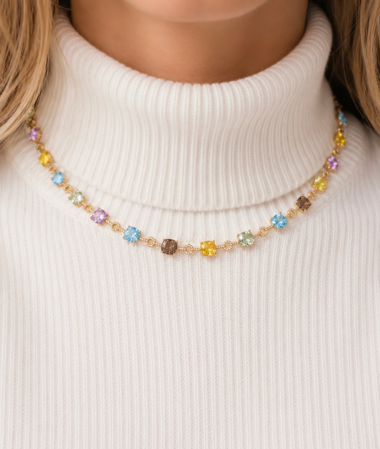 Joy — Multi-Gem Flower Chain Bracelet — Ministry of Gems
