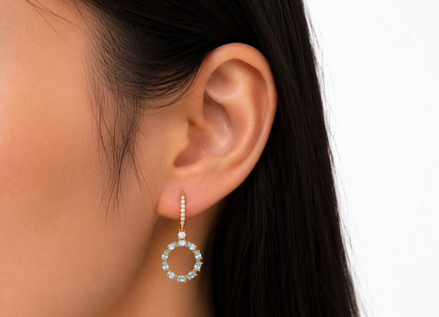 Jardin — Aquamarine Circle Drop Earrings — Ministry of Gems