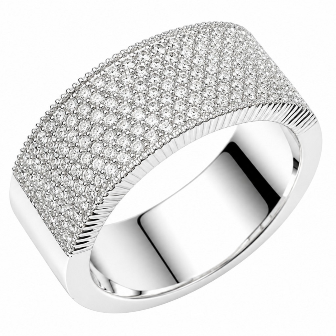 Wide Pavé Diamond Gold Ring